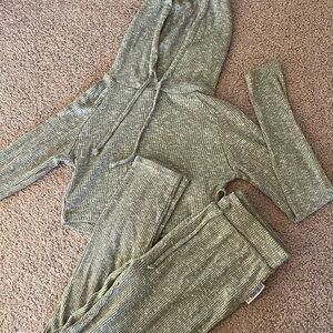 Gymshark Olive Ribbed Hoodie and Joggers Set